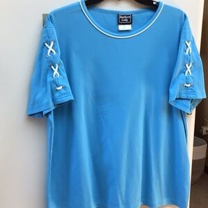 Pretty blue with white trim